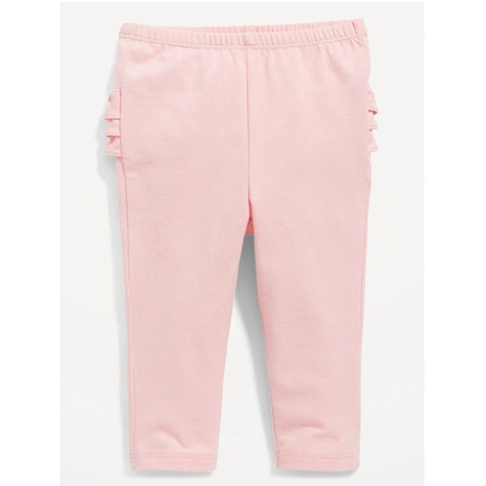 Old Navy Baby Girls Size 3-6 Months Ruffle-Trim Leggings Practically Pink Ruffle